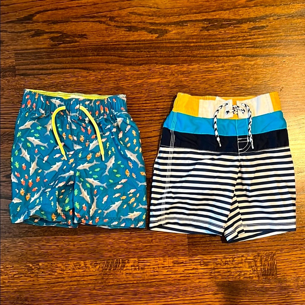 Bundle of Gymboree Blue and Yellow and Old Navy Sharks Swim Shorts